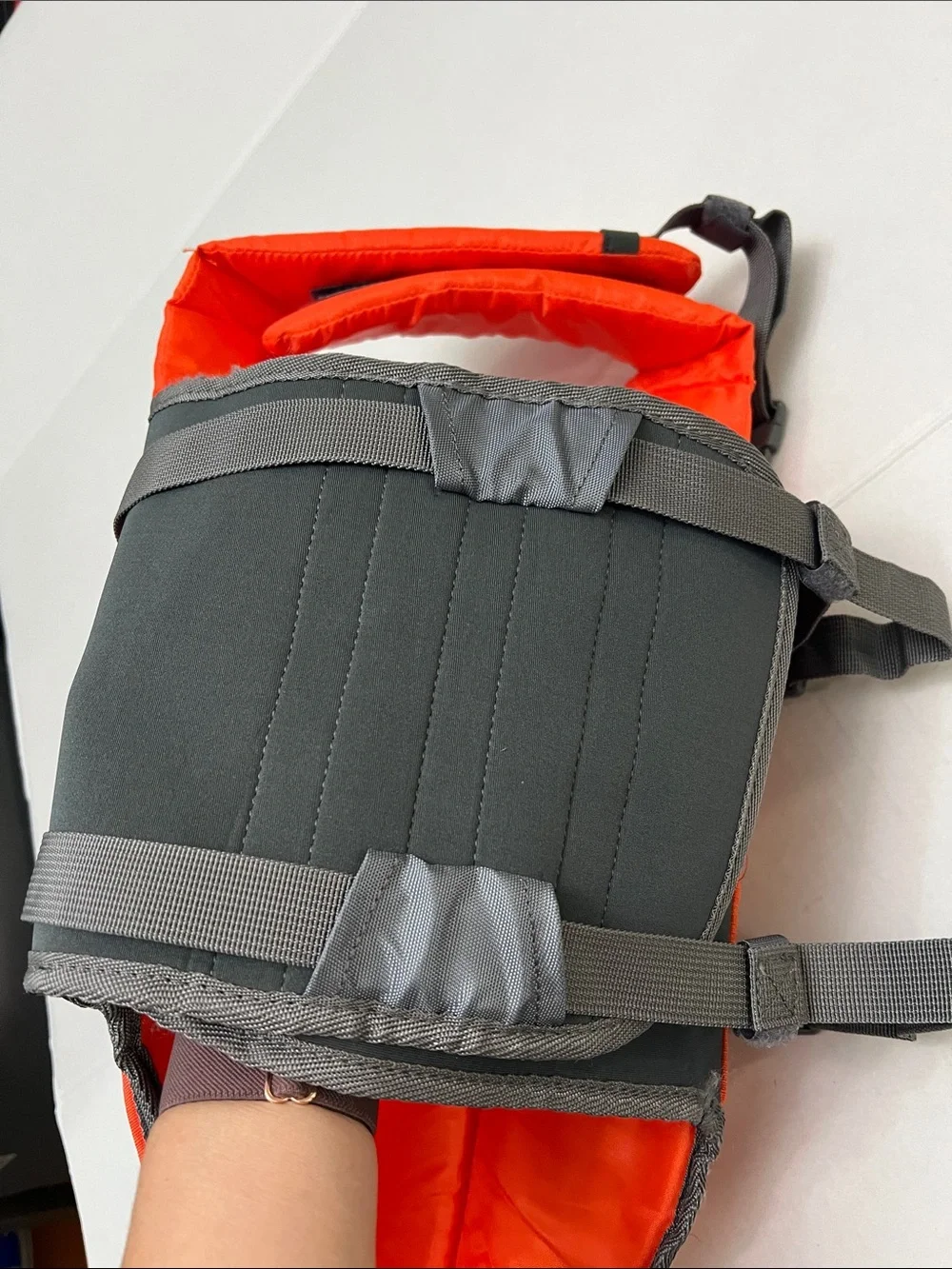Outward Hound High-Visibility Orange & Gray Dog Life Jacket with Grab Handle L